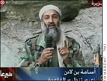 Bin Laden appears on al Jareeza TV Sunday in a taped statement broadcast shortly after U.S.-led strikes on Afghanistan began.